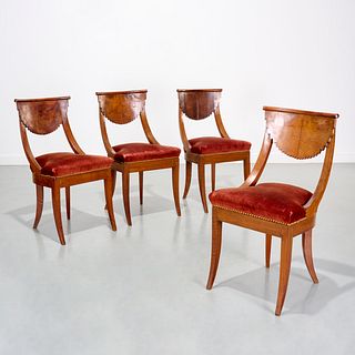Set (4) Baltic Biedermeier walnut side chairs