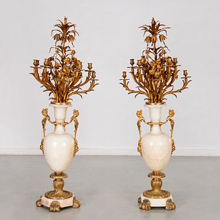 Monumental pair Napoleon III bronze candelabra