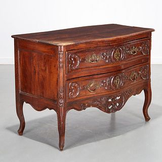Louis XV carved walnut commode, 18th c.