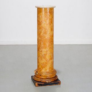 Antique Italian scagliola column pedestal