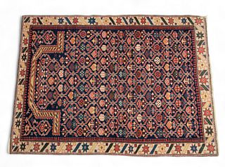 Caucasian Kuba Chi Chi Hand Woven Wool Prayer Rug, Ca. 1900, W 42" L 57.25"