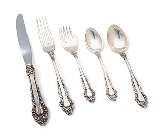 Reed And Barton (American) 'Grand Renaissance' Sterling Silver Flatware, Service for 12, 73.6t oz 72 pcs