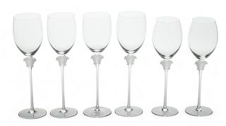 Versace (Italian) for Rosenthal (German) 'Medusa Lumiere' Crystal Water Goblet & Red Wine Glasses, H 11.5" Dia. 3" 6 pcs