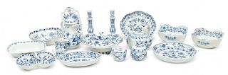 Meissen (German) & Ernst Teichert (Meissen, Germany) Blue Onion Porcelain Serving Dishes, Ca. 1860-1945, H 9" Dia. 6" 17 pcs