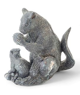Lineage Home Furnishings (American) Bronze Patinated Squirrel Sculpture, H 8.5" W 4.25" L 9"