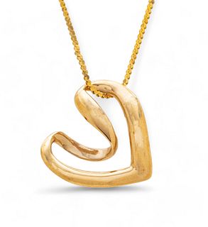 14K Fine Yellow Gold Chain with 14k Heart Pendant, L 27" 5.1g