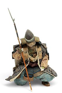 Japanese Ningyo Samurai Doll, H 15" W 11" Depth 8"