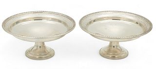 Weighted Sterling Silver Compotes, Ca. 1950, H 3.5" Dia. 7.5" 1 Pair