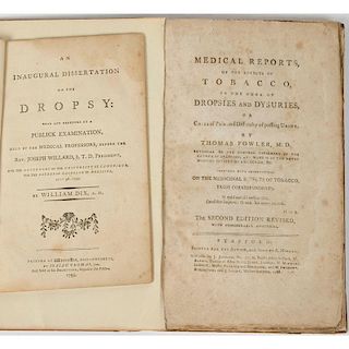 [Medicine - Dropsy -Tobacco] 2 Early Medical Titles, One English the Other Printed by Isaiah Thomas in Worcester