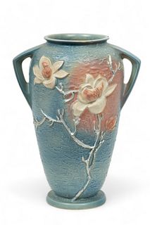 Roseville Pottery (American) 'Magnolia' Vase, Ca. 1930, H 18.25" W 9" L 13"