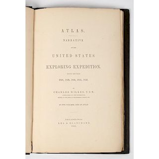 [Americana - Atlas - Exploration] Scarce Wilkes Atlas - U.S. Exploring Expedition, 1845 - 5 Lg. Folding Maps - Oregon, Hawaii