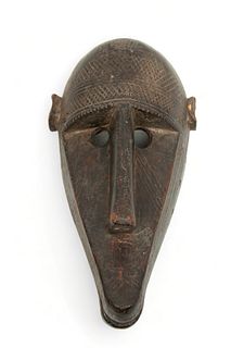 Mali, Bamana of Malinke Peoples, Carved Wood Mask: Monkey (N'Gon Koun), Ca. 20th Century, H 13" W 6"