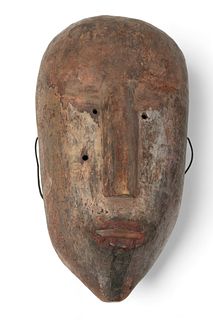 African Polychrome Carved Wood Mask, H 11", W 6"
