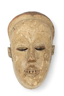 Nigeria, Polychrome And Carved Wood Mask, H 10", W 7", D 6"