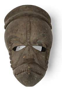 Nigeria, Ibibio Peoples, Polychrome Carved Wood Mask (Idiok Ekpo), H 13", W 8", D 6"