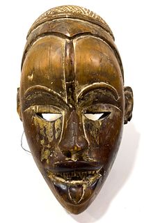 Nigeria, Cross River Region Carved Wood Mask, H 11", W 6", D 6.5", Nigeria