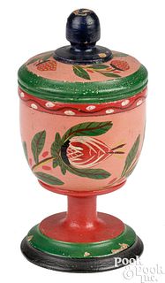 Joseph Lehn, turned and painted lidded saffron cup