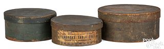 Three painted bentwood pantry boxes, 19th c.