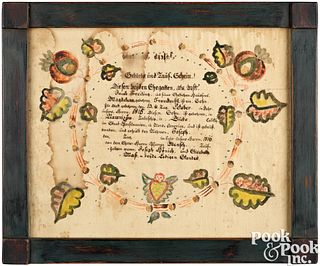 Bucks County pen and ink fraktur, dated 1816