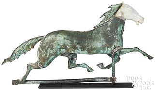 Full-bodied copper running horse weathervane