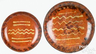 Two Pennsylvania redware plates, 19th c.