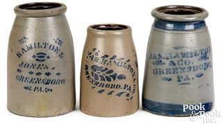 Three Western Pennsylvania stoneware jars