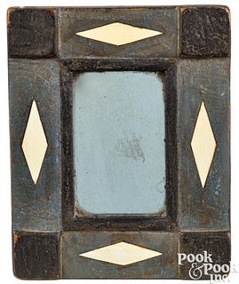 Sailor's painted pine travel mirror, 19th c.
