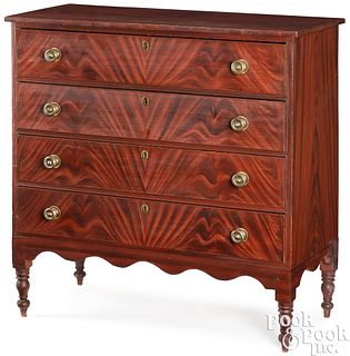 Sheraton painted pine chest of drawers, ca. 1815