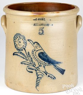 New York five-gallon stoneware crock, 19th c.