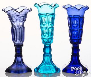 Three pressed glass vases, mid 19th c.