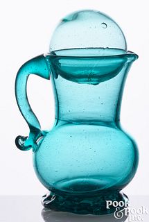 Blown aquamarine glass creamer, 19th c.