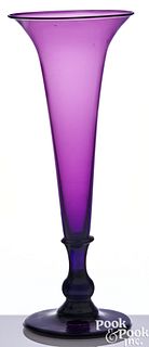 Blown amethyst glass trumpet vase