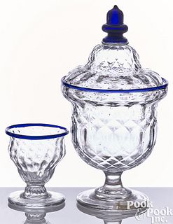 Stiegel-type clear glass covered sugar bowl