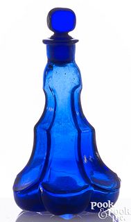 Cobalt blue glass perfume bottle with stopper