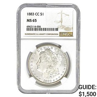 1883-CC Morgan Silver Dollar NGC MS65