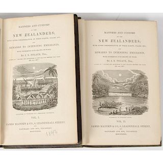 [New Zealand - Anthropology - Ethnology] Polack, Manners and Customs of New Zealanders, 1840, 2 Volumes with Folding Map