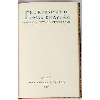 [Fine Binding - Rubaiyat] Lovely Rubaiyat of Omar Khayam in Riviere Binding with Inlaid Snake & Chalice