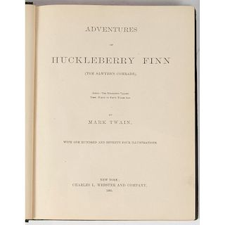 [Literature] Mark Twain, Huckleberry Finn, First Edition, Early Issue