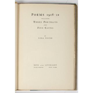 [Literature] Ezra Pound, Poems 1918-1921, First Edition, Boni & Liveright