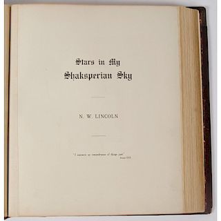 [Theater - Photography - Shakespeare] Unique Scrapbook Album With Images of Shakespearean Actors with Accompanying Quotes in