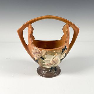 Roseville Pottery, Brown Magnolia Basket 383