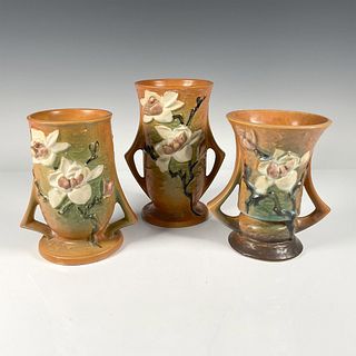 3pc Roseville Pottery, Brown Magnolia Vases 87, 88 and 89