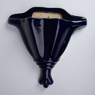 Royal Blue Glazed Ceramic Wall Planter/Vase