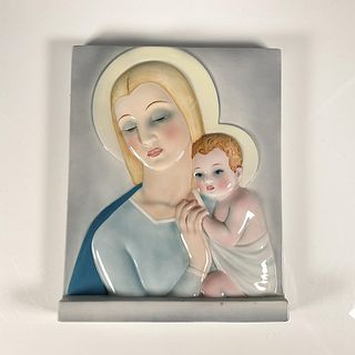 Ronzan Ceramic Plaque, Madonna And Child