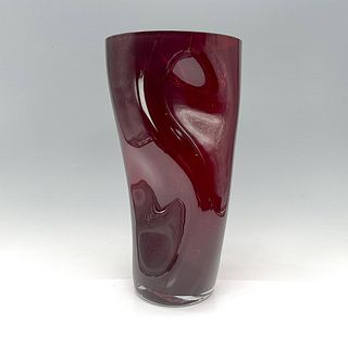 Orrefors Squeeze Vase, Red