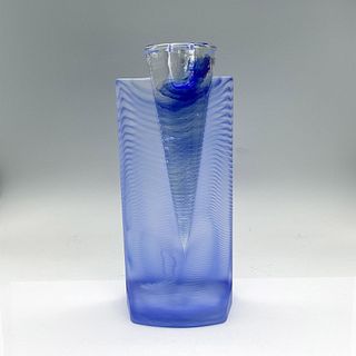 Kosta Boda Glass Candleholder, Ice Age Blue