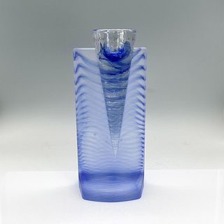 Kosta Boda Glass Candleholder, Ice Age Blue