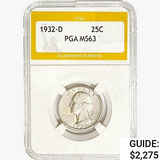 1932-D Washington Silver Quarter PGA MS63 