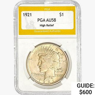 1921 Silver Peace Dollar PGA AU58 HR