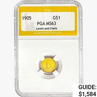 1905 Lewis & Clark Rare Gold Dollar PGA MS63 